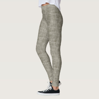 Brown Tweed Linen Pattern  Leggings