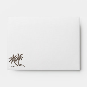Brown Twin Tropical Palm Trees Stationery Envelope
