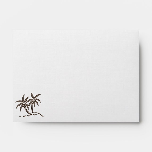 Brown Twin Tropical Palm Trees Stationery Envelope (Front)