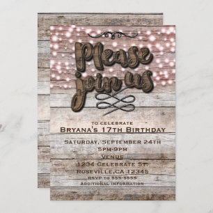 Brown Type Rustic Wood & Lights Elegant Invitation