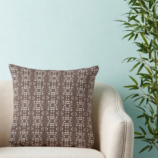 Brown Unique Abstract Pattern Throw Pillow (Creator Uploaded)