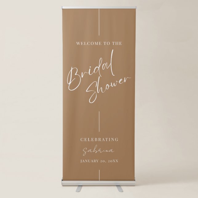 Brown Unique & Modern Bridal Shower Welcome Retractable Banner (Front)