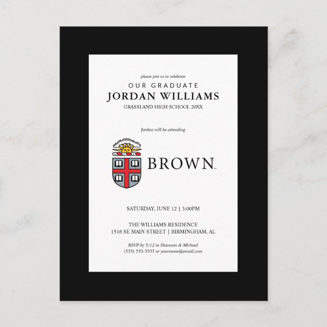 Brown University Shield Announcement Postcard (Front)