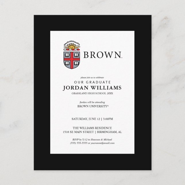 Brown University Shield Announcement Postcard (Front)
