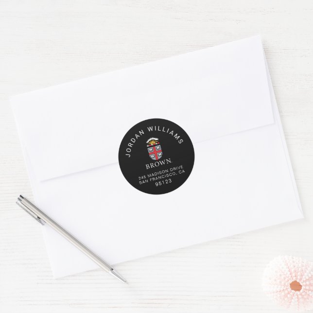 Brown University | Shield Classic Round Sticker (Envelope)
