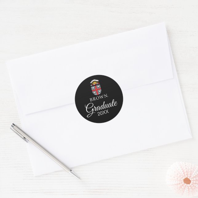 Brown University | Shield Classic Round Sticker (Envelope)