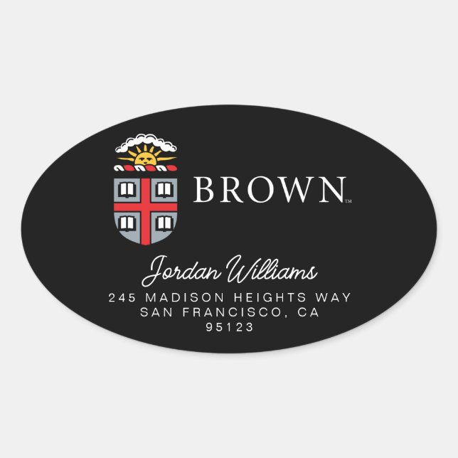 Brown University Shield Oval Sticker (Front)