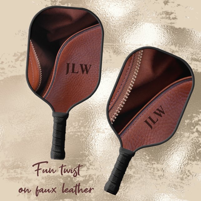Brown Unzipped  faux Leather Personalized Pickleball Paddle (Creator Uploaded)