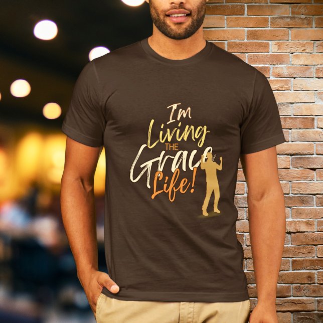 Brown Urban Typography I'm Living the Grace Life  T-Shirt (Creator Uploaded)