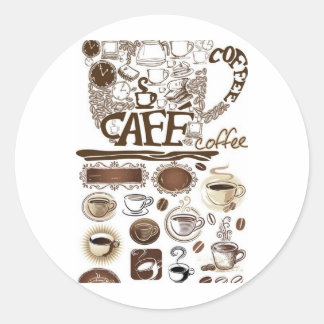 brown vector coffee classic round sticker