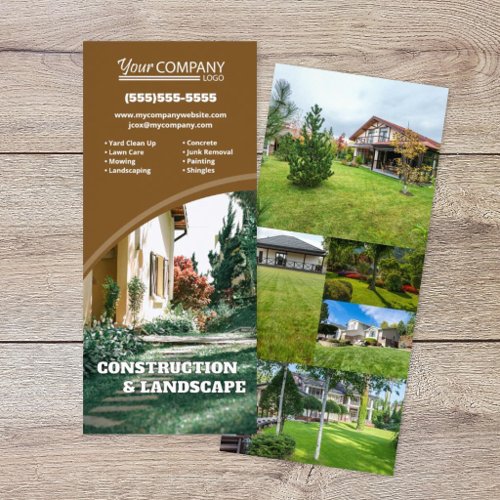 Brown, Vertical Company Ad with Photos and Logo Rack Card