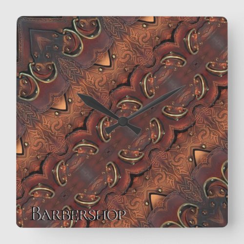 Brown Viking armor leather print Square Wall Clock
