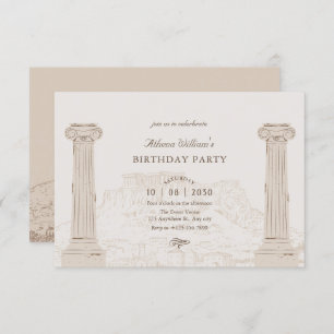 Brown vintage ancient architecture birthday invitation