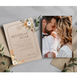 Brown Vintage Autumn Winter Wedding Invitation