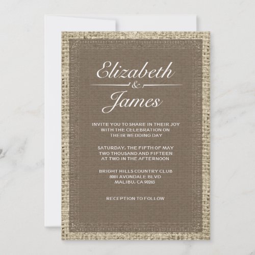 Brown Vintage Burlap Wedding Invitations