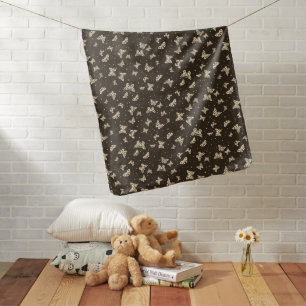 Brown vintage butterfly motif pattern baby blanket