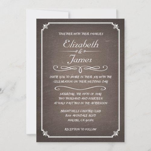 Brown Vintage Chalkboard Wedding Invitations