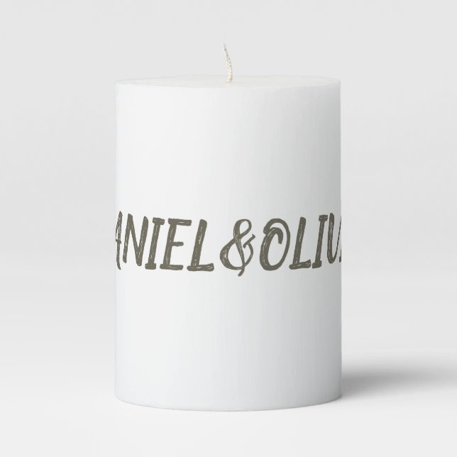 Brown Vintage Classic Wedding Invitation Pillar Candle (Front)