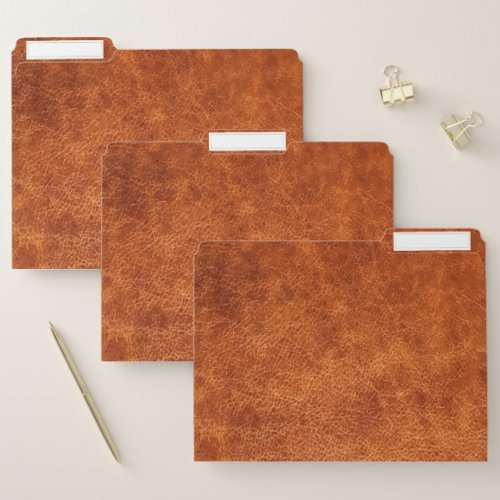 Brown vintage faux leather file folder