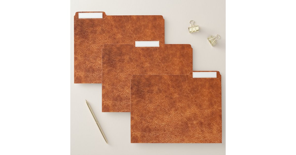 Brown vintage faux leather file folder Zazzle