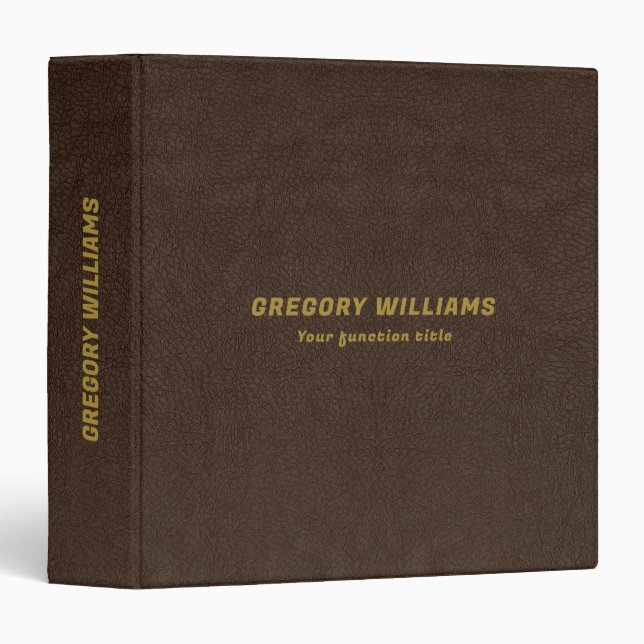 Brown vintage faux leather texture 3 ring binder (Front/Spine)