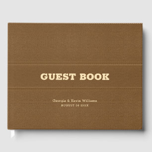Brown vintage faux leather texture Guest Book
