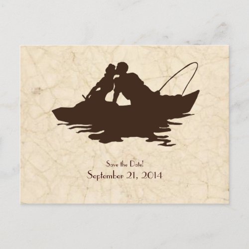 Brown Vintage Fishing Lovers Save the Date Announcement Postcard