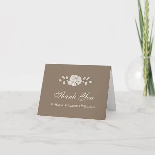 Brown Vintage Flora Thank You Card