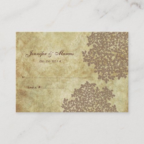 Brown Vintage Floral Seating Card Business Card Template