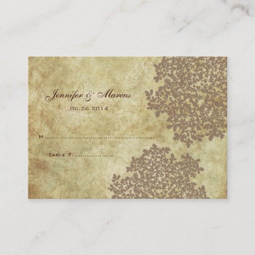 Customizable Brown Vintage Floral Seating Card Business Card Template