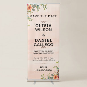Brown Vintage Flower wedding Vertical  Retractable Banner