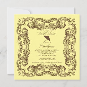 Brown Vintage Frame Bridal Shower Invitations