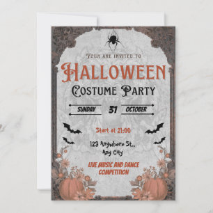 Brown Vintage Halloween Costume Party Invitation