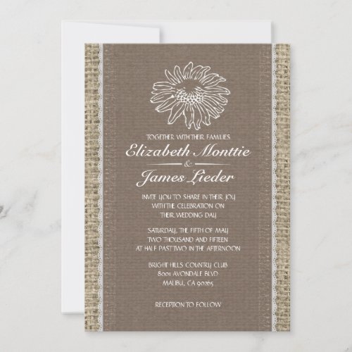 Brown Vintage Lace Wedding Invitations