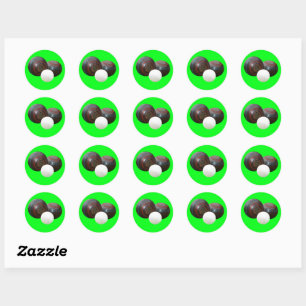 Brown Vintage Lawn Bowls On Lime, Classic Round Sticker