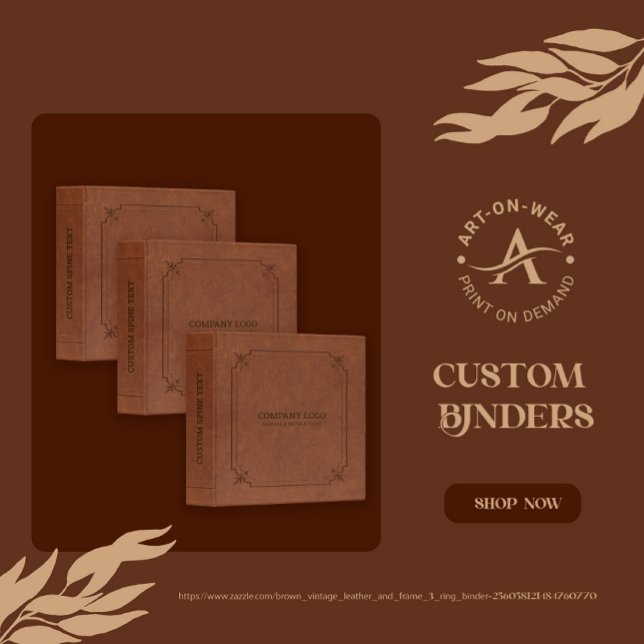 Brown Vintage Leather and Frame 3 Ring Binder (Creator Uploaded)