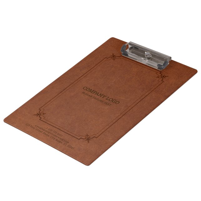 Brown Vintage Leather and Frame Clipboard (Angled)