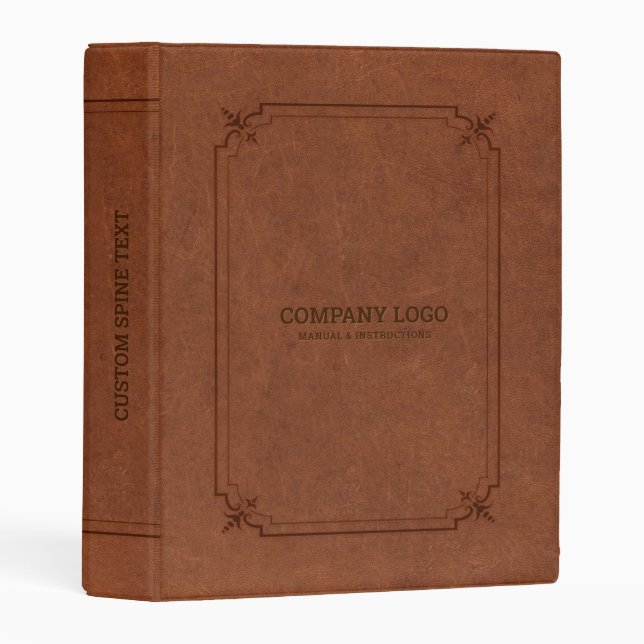 Brown Vintage Leather and Frame Mini Binder (Front/Spine)