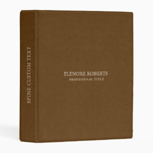 Brown Vintage Leather Texture Gold Typography Mini Binder