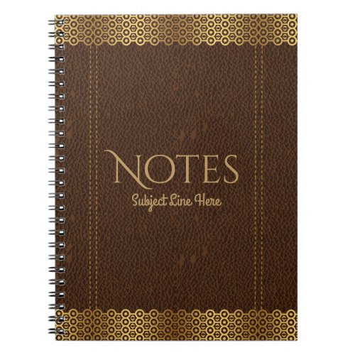 Brown Vintage Leather With Geometric Gold Accents Notebook