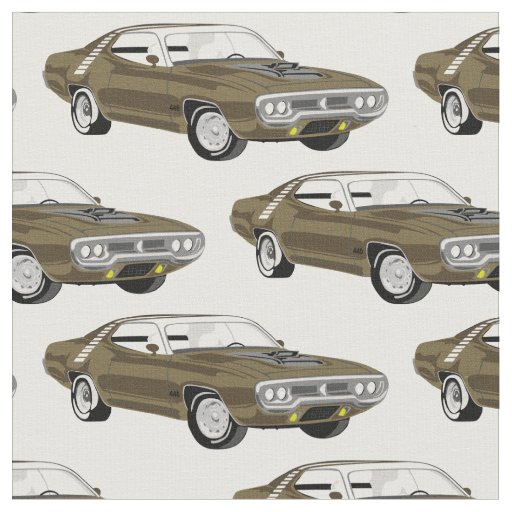 Brown Vintage Muscle Car Fabric