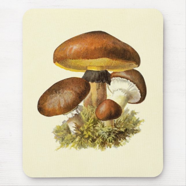 Brown Vintage Mushroom Mouse Pad (Front)