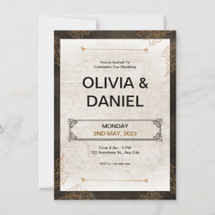 Brown Vintage Retro Wedding Invitation 