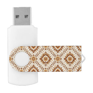Brown vintage shabby pattern flash drive