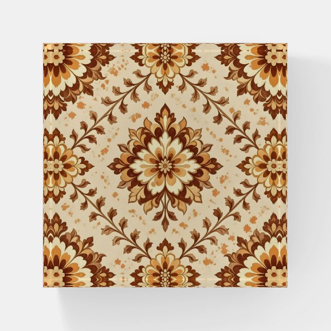 Brown vintage shabby pattern paperweight (Front)