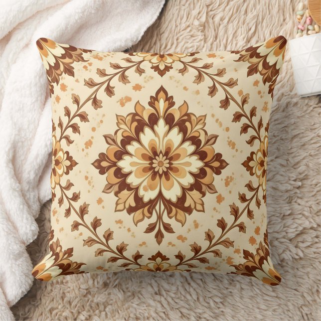 Brown vintage shabby pattern throw pillow (Blanket)