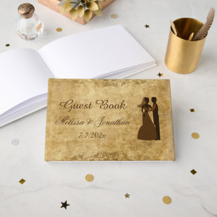 Brown Vintage wedding Bride Groom Once upon a time Guest Book