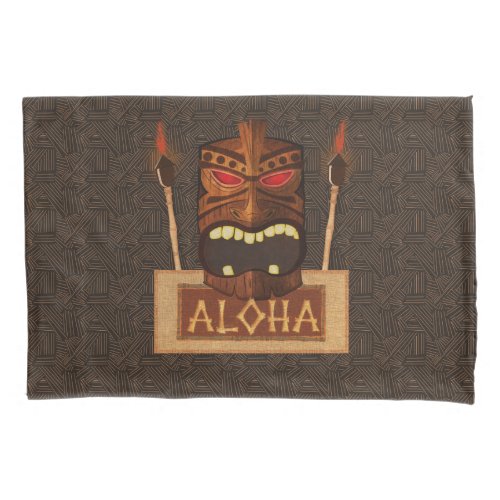 Brown Vintage Wooden Wood Tiki Personalized Aloha Pillowcase