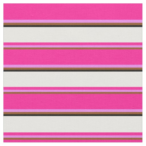 Brown, Violet, Deep Pink, White & Black Lines Fabric