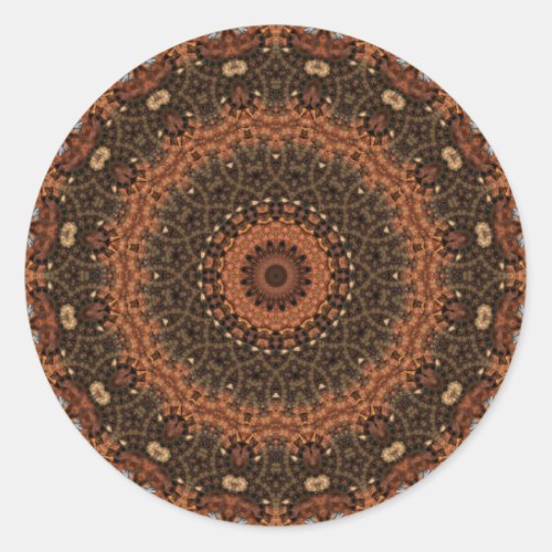 Brown Walk in the Woods Mandala Kaleidoscope Classic Round Sticker